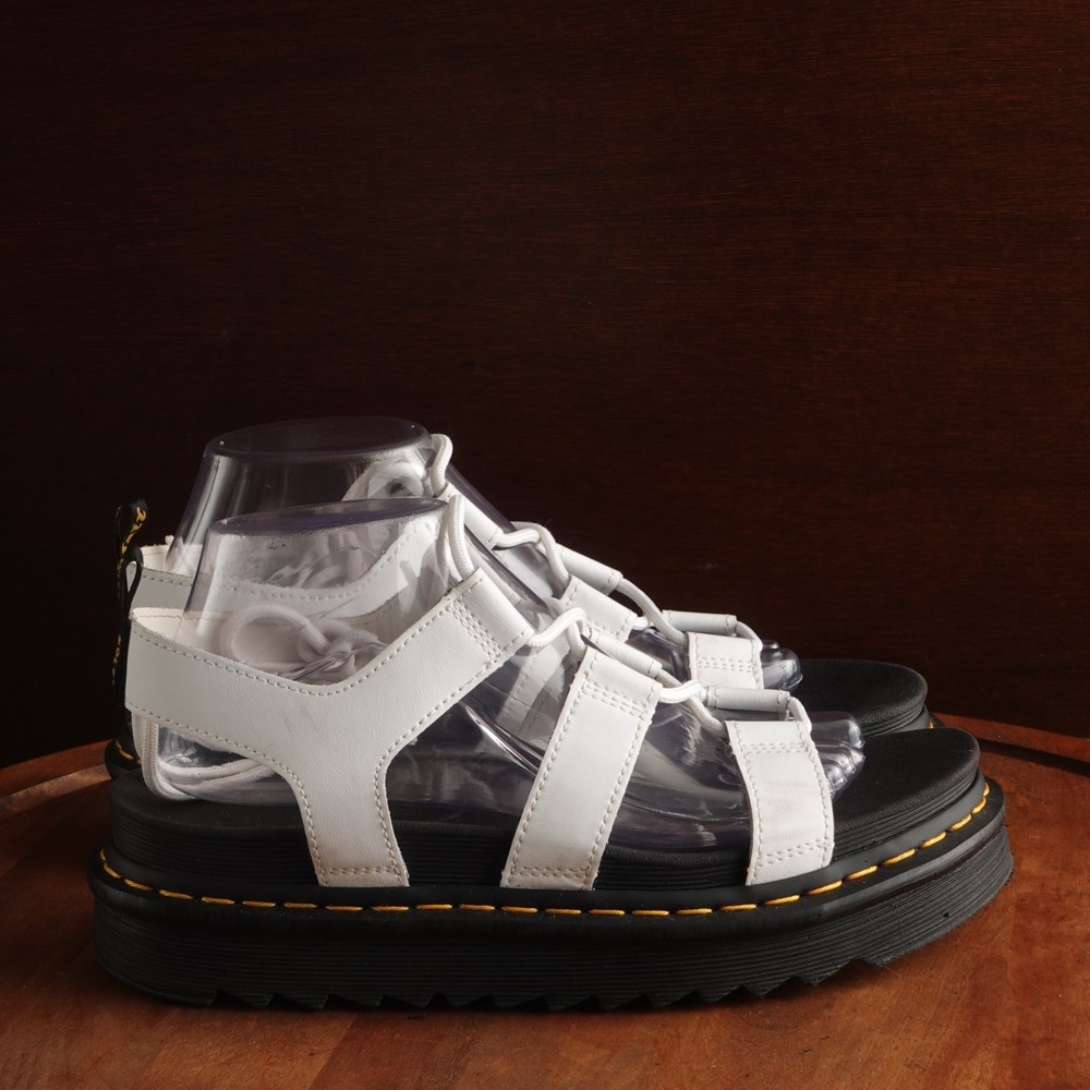 Dr. Martens Sandals Womens SZ 9 White Nartilla Gladiator Leather Chunky Platform